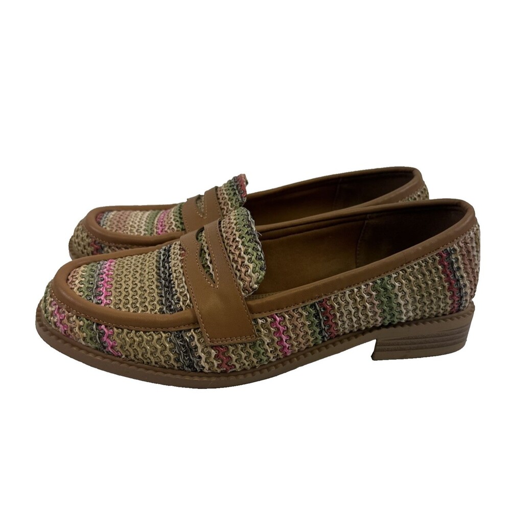 ASOS Design Marvelous Loafer Multicolored Striped Crochet Flat Slip On Womens 9